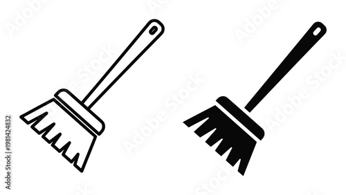 Broom Icon Set Cleaning Tool Vector Graphic