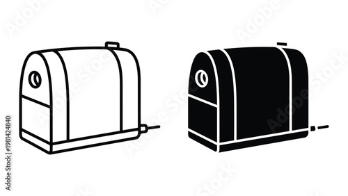 Pencil Sharpener Icon Line Art Silhouette Dual Vector Graphic Design Tool