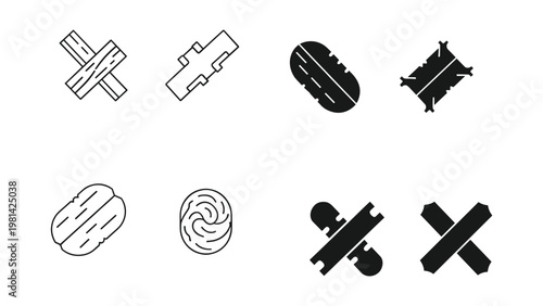 Woodworking Joints Collection Industry Icons