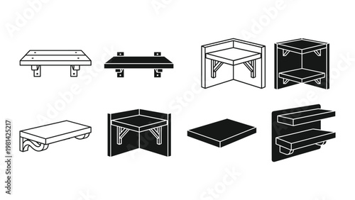 Shelf Display Storage Solutions Vector Set