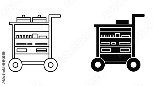 Service Trolley Cart Icon Commercial Logistics