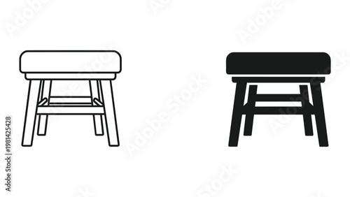 Stool Icons Set Furniture Vector Design