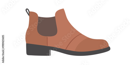 A simplified illustration of a single brown leather ankle boot