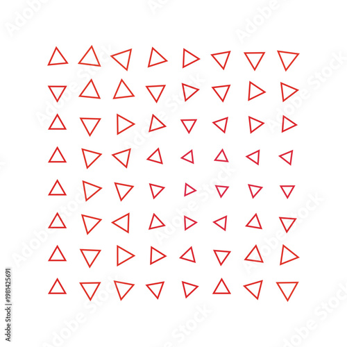 Vector Field Grid of Triangles - Abstract Red Triangle Grid Art