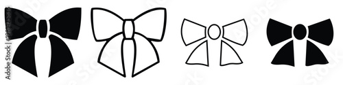 Classic black bow tie silhouette icon 