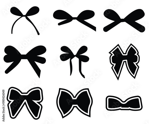 Black Bow Tie Silhouette on White Background bowtie 