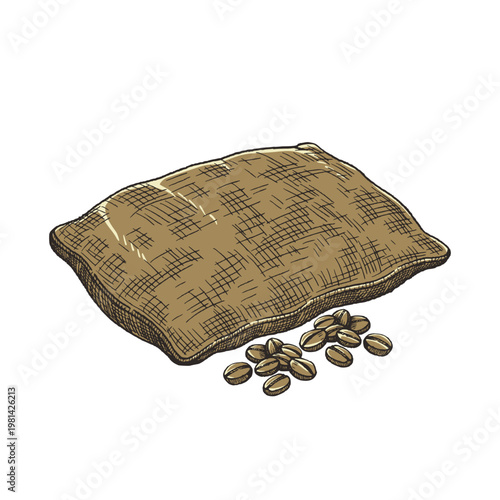 Coffee Origin and Farm Concept Beans Sack Illustration