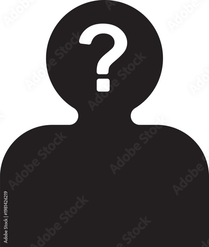 Unknown person silhouette with question mark icon