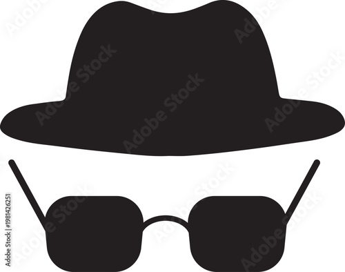 Silhouette of hat and eyeglasses for disguise