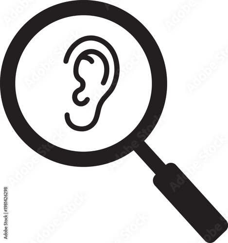 Magnifying Glass Focusing on an Ear