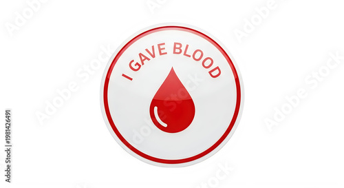Red badge with i gave blood text and a blood drop on isolated transparent background isolated and transparent background