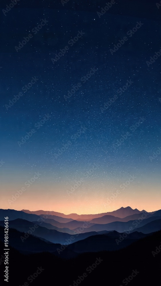 Obraz premium Starry Night Over Mountain Ranges