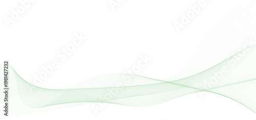 Abstract background with green wavy lines illustration, transparent horizontal green wave on white  vector green wave melody lines on white background