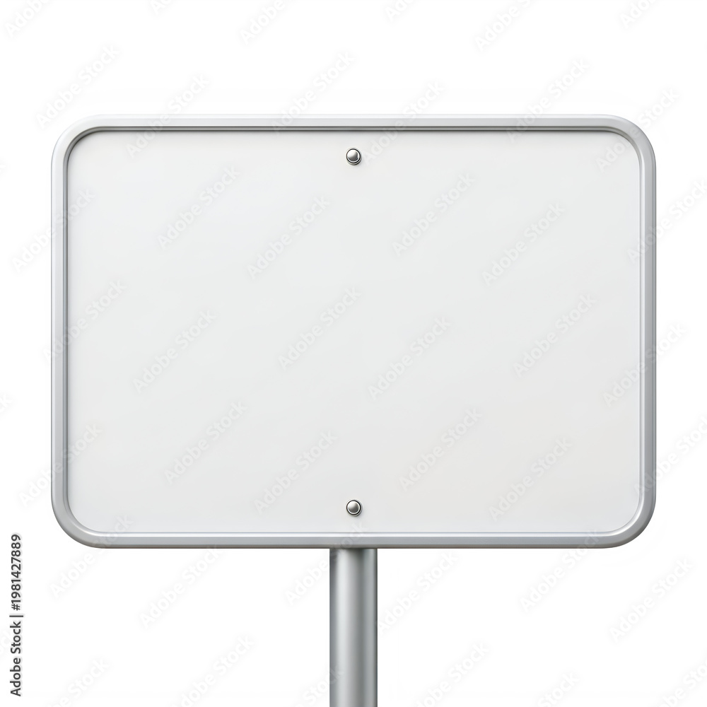 Fototapeta premium Empty rectangular road sign attached to a metal pole