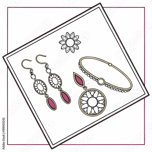 A set of jewelry with pink stones