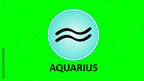 Aquarius zodiac sign animation on green screen background