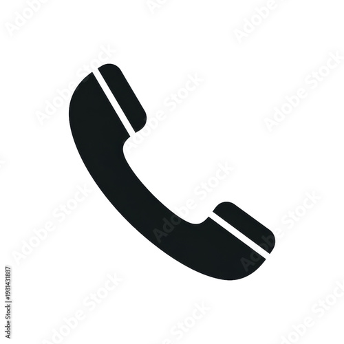 Classic black telephone receiver icon for communication isolated with contact us, telephone