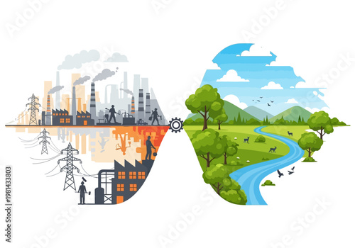 Industry versus nature environment contrast.