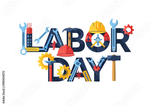 Labor Day Celebration Text Graphic Design.