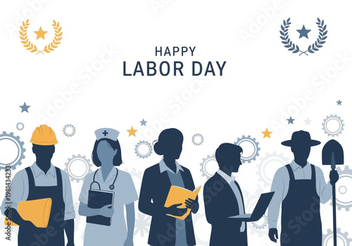 Workers in various professions standing together.