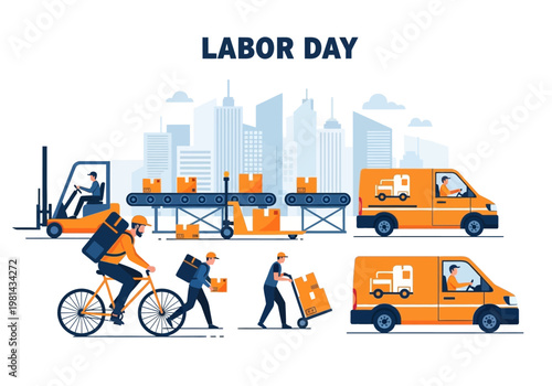 Workers on Labor Day Delivery Trucks.