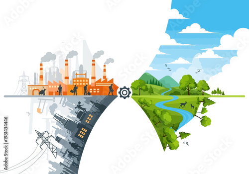 Factory Industrial Pollution Environment Contrast.