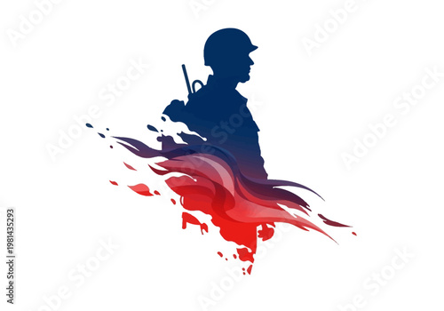 Soldier Profile Silhouette Illustration.