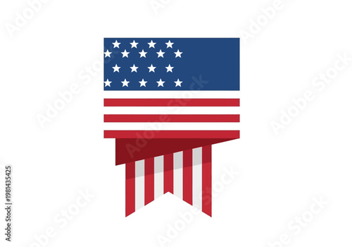 American flag with ripped stripes.