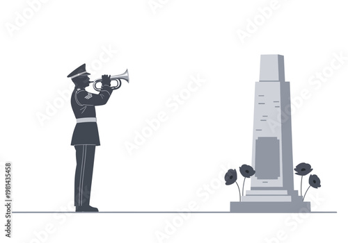 Soldier playing trumpet at memorial service.