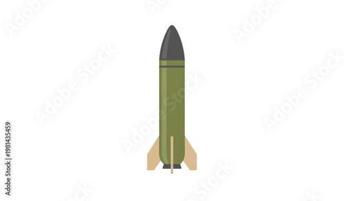 Flat ballistic missile rocket vector illustration isolated on white background for military defense and war concept design