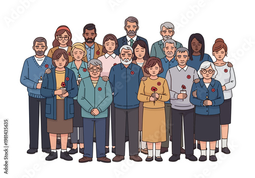 Diverse group of senior people standing.