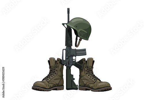 Military Combat Boots and Gear.