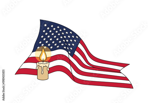American Flag with a torch.