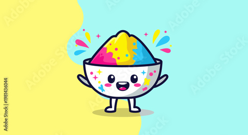 Cute Colourful Ice Cream Bowl Mascot Illustration Character.