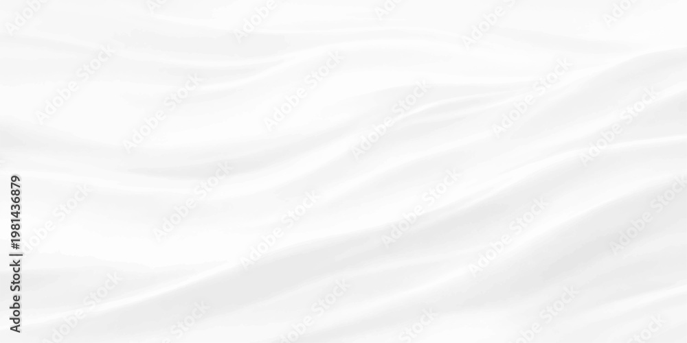 Fototapeta premium A luxurious white silk and satin fabric background featuring soft flowing waves and smooth liquid curves creates a light textile texture design for an elegant wallpaper backdrop