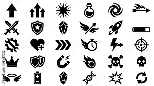 Gaming Power Up Buffs Status Effects and Combat Icon Set