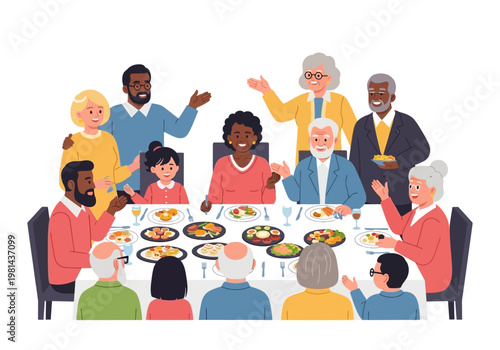 Diverse Group of People Dining Together.