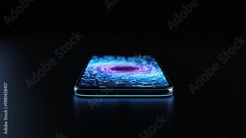 Digital Gateway: A sleek smartphone showcases a mesmerizing digital design on its screen, hinting at the vastness of the digital world and the limitless possibilities of technology.