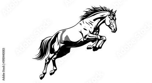 Powerful Horse Jumping Silhouette Vector Illustration