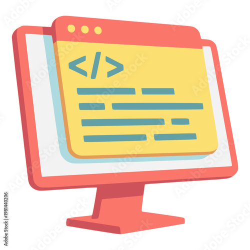 computer programming language coding technology flat color vector illustration template design