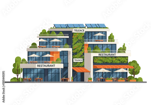 Modern Restaurant Building Architecture Design.