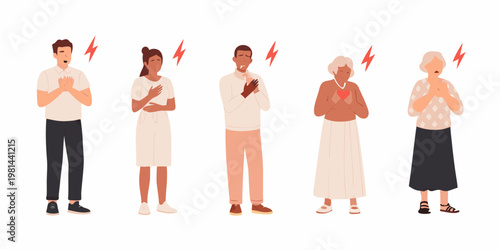 People surprised and shocked with lightning bolts symbolizing sudden realization