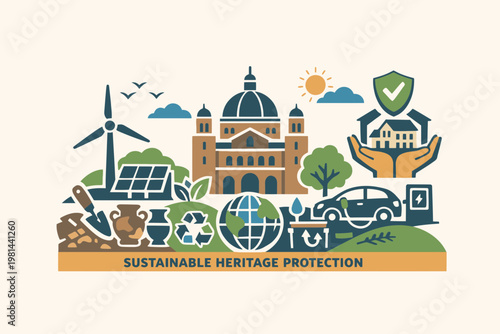 Sustainable Heritage Protection Illustration