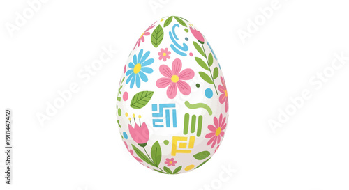 Decorative Easter Egg with Floral Patterns.