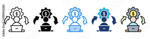 Self employed icon set multiple style collection