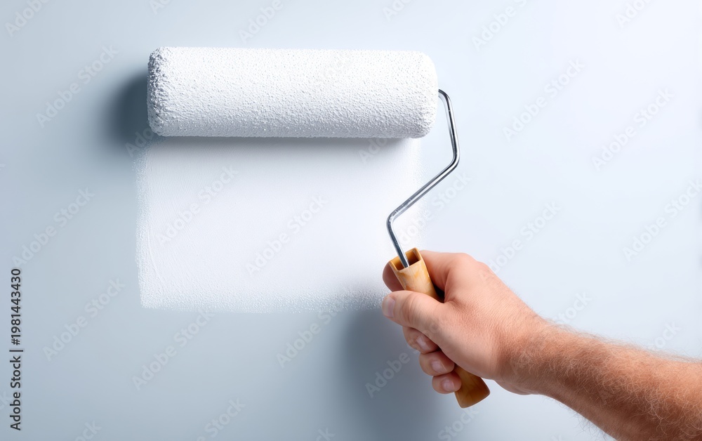 Obraz premium Hand Rolling Smooth Coat of Paint on Light Surface