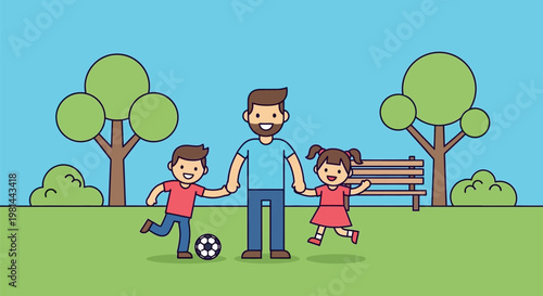 Father and children enjoying a playful day together.