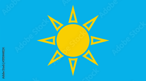 Flag with sun symbol.
