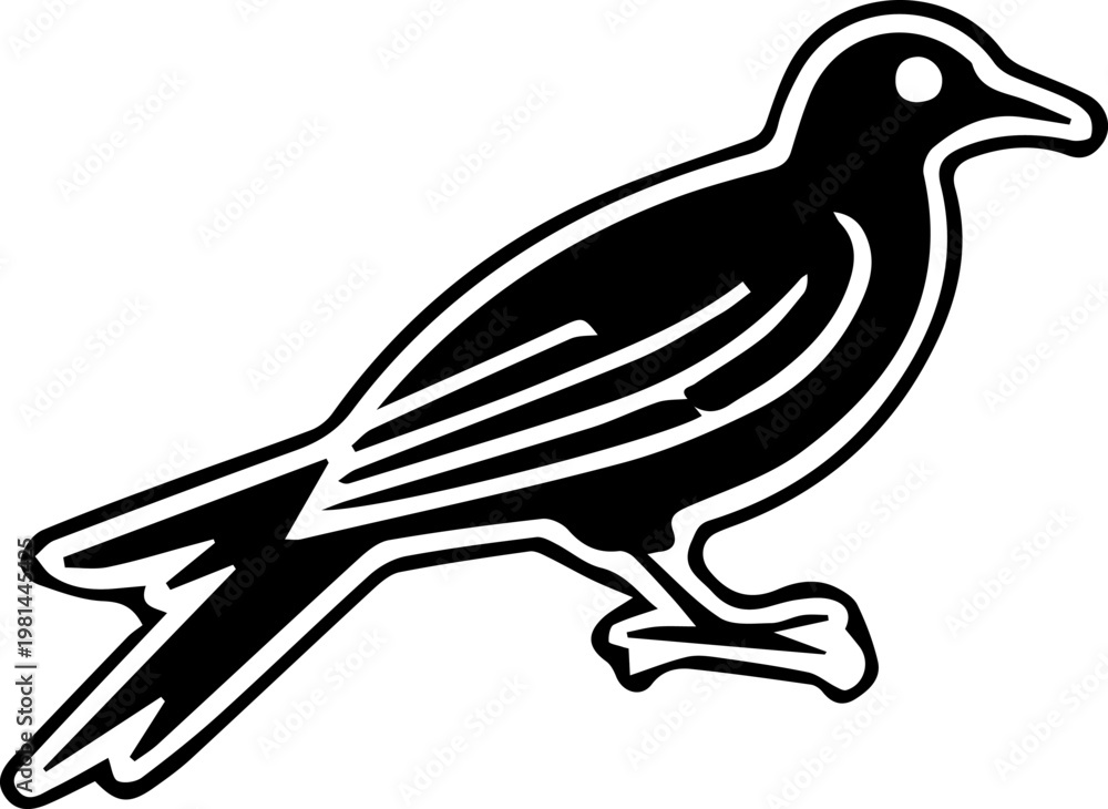 Obraz premium Black and white illustration of a bird 