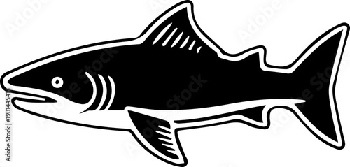 Black and white silhouette of a shark, representing the ocean and marine life